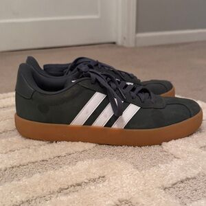 Adidas Men's Dark Green and White Sneakers